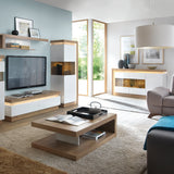 Furniture To Go Lyon 3 Door Glazed Sideboard in Riviera Oak/White High Gloss