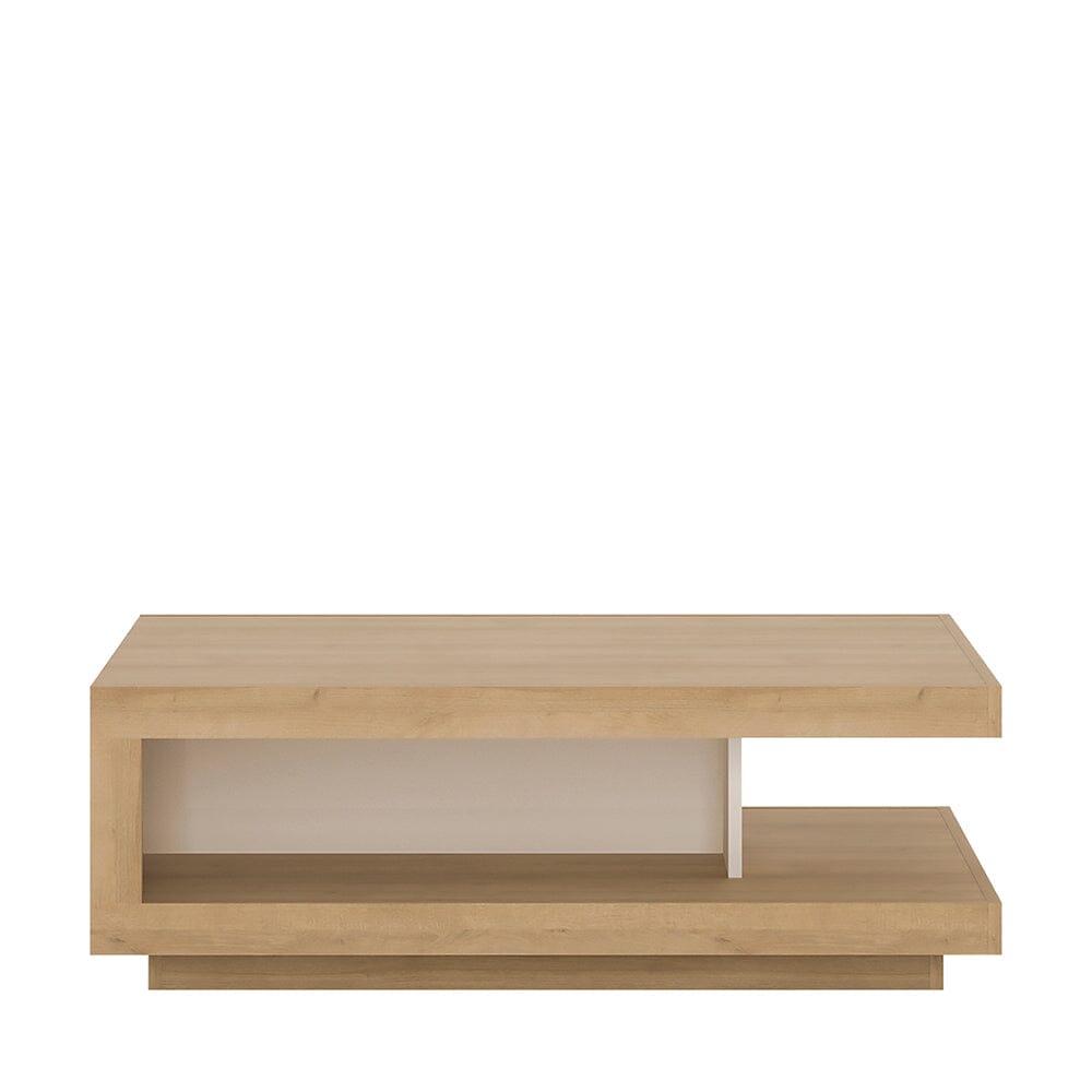 Furniture To Go Lyon Designer Coffee Table in Riviera Oak/White High Gloss