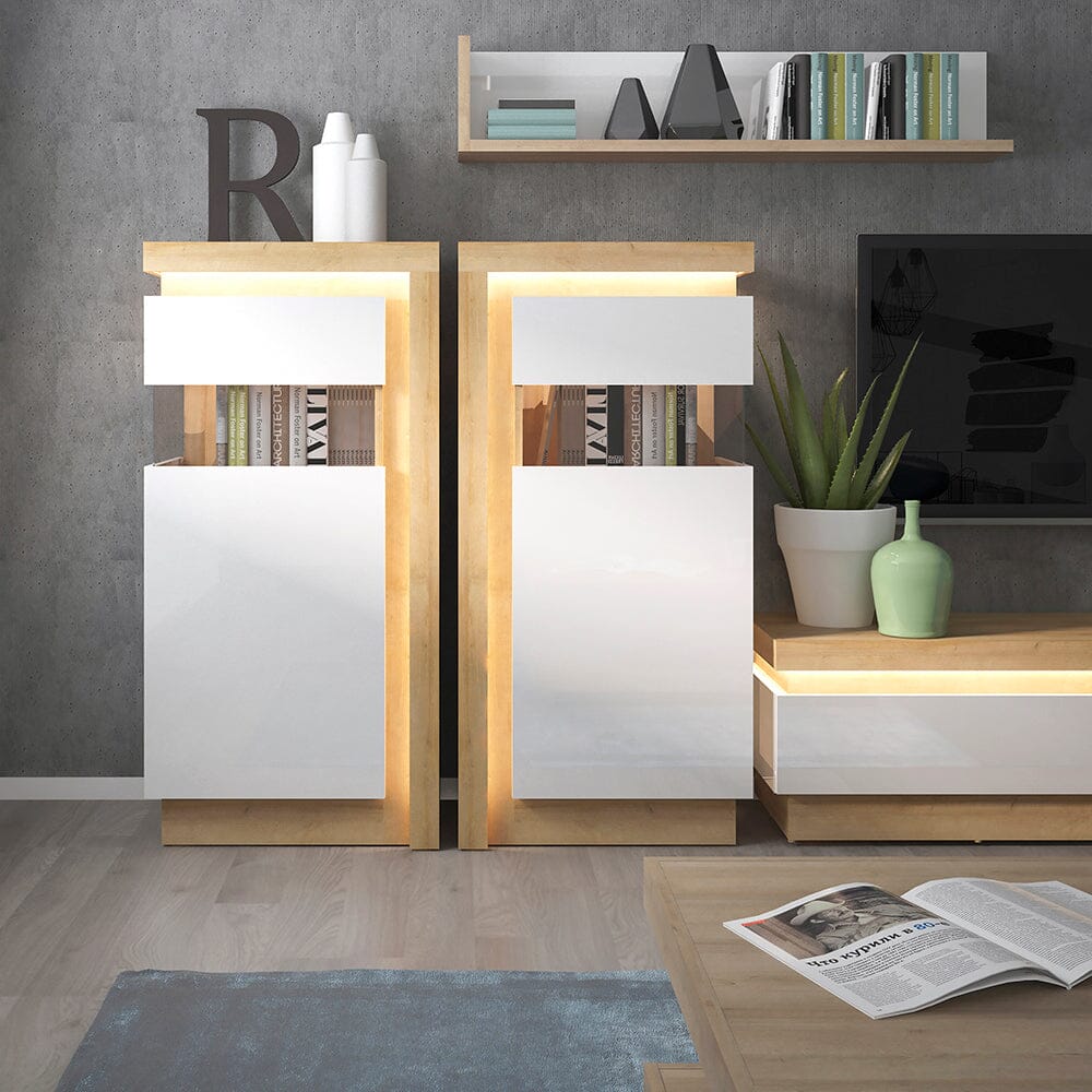 Furniture To Go Lyon Designer Coffee Table in Riviera Oak/White High Gloss