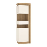 Furniture To Go Lyon Tall Narrow Display Cabinet (LHD) in Riviera Oak/White High Gloss