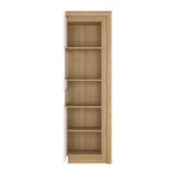 Furniture To Go Lyon Tall Narrow Display Cabinet (LHD) in Riviera Oak/White High Gloss