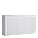 Furniture To Go Lyon 2 Door 3 Drawer Sideboard (including LED lighting) in White and High Gloss