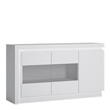 Furniture To Go Lyon 3 Door Glazed Sideboard (including LED lighting) in White and High Gloss