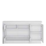 Furniture To Go Lyon 3 Door Glazed Sideboard (including LED lighting) in White and High Gloss