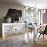 Furniture To Go Lyon 3 Door Glazed Sideboard (including LED lighting) in White and High Gloss