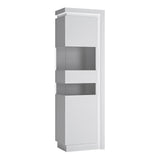 Furniture To Go Lyon Tall Narrow Display Cabinet (LHD) (including LED lighting) in White and High Gloss