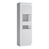 Furniture To Go Lyon Tall Narrow Display Cabinet (RHD) (including LED lighting) in White and High Gloss