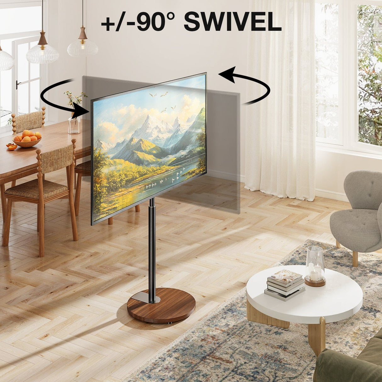 TTAP FSC-WAL TV Stand with Bracket for up to 65" TVs - Walnut and Black