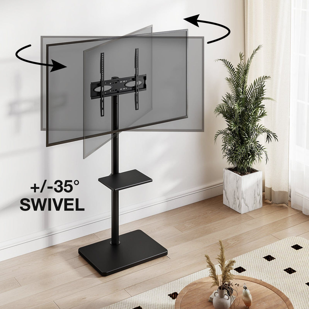 TTAP FS-BLK TV Stand with Bracket for up to 60" TVs - Black
