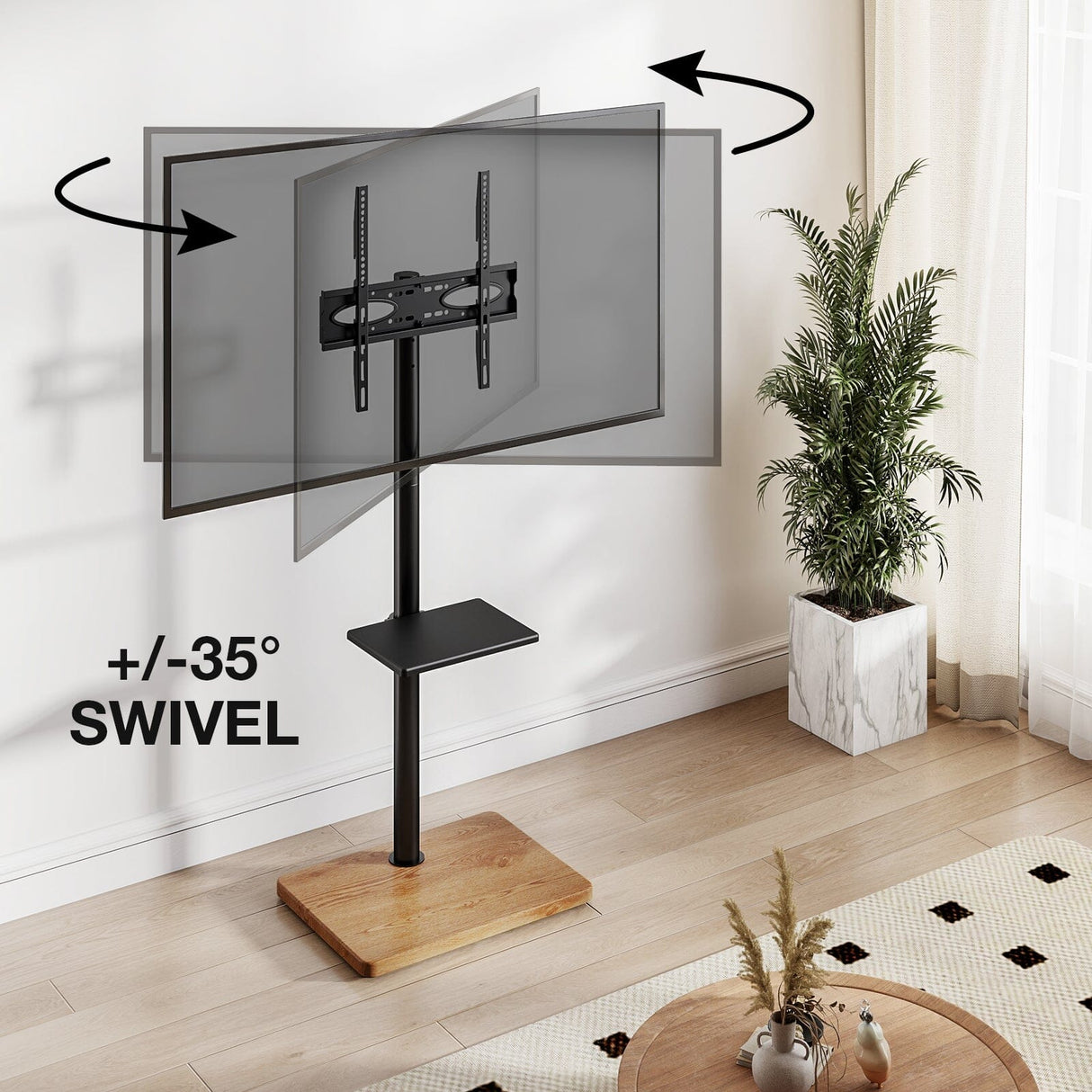 TTAP FS-OAK TV Stand with Bracket for up to 60" TVs - Oak