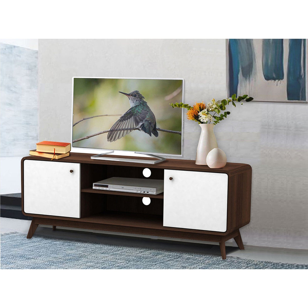 LOFT24 Cassie 2 Door TV Stand - Walnut & White