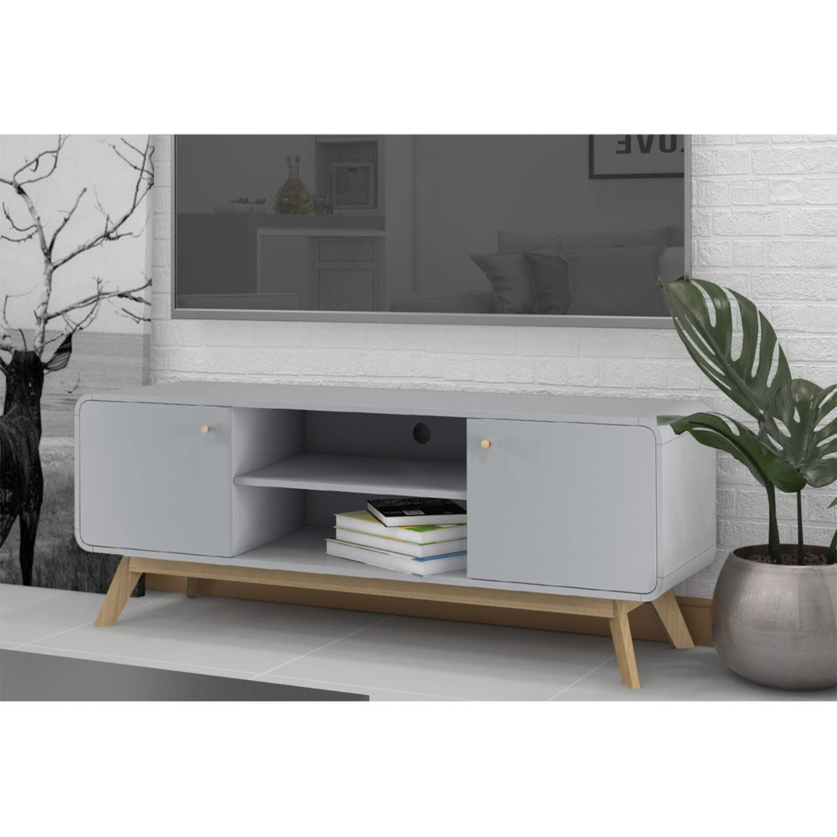 LOFT24 Cassie 2 Door TV Stand - Grey