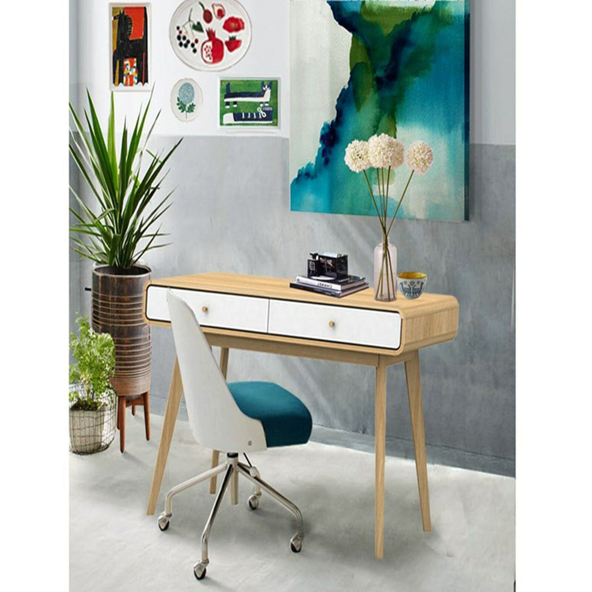 LOFT24 Cassie Desk - Oak & White