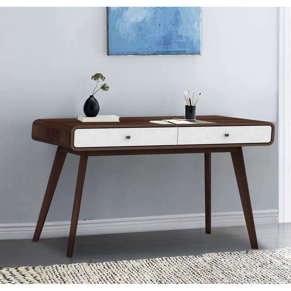 LOFT24 Cassie Desk - Walnut & White