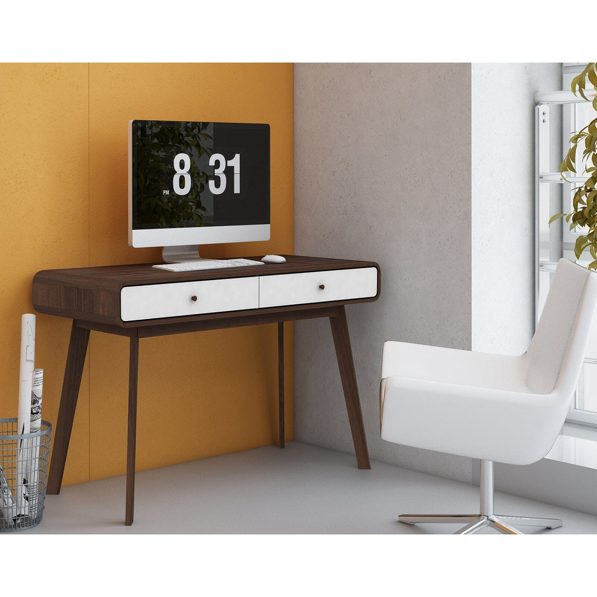 LOFT24 Cassie Desk - Walnut & White