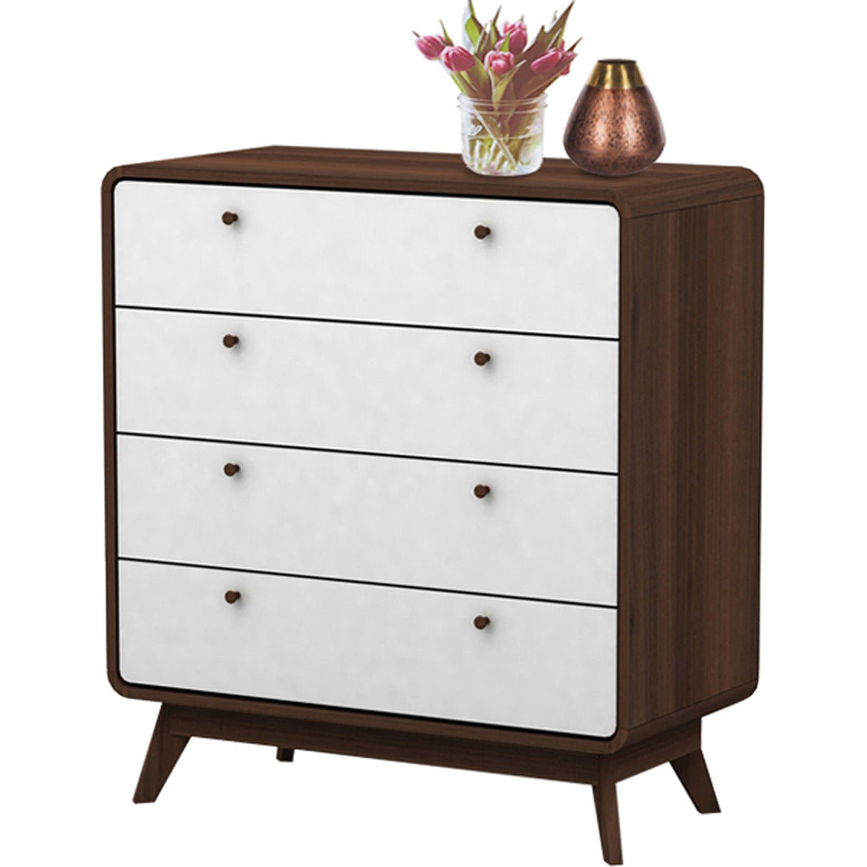 LOFT24 Cassie 4 Drawer Dresser - Walnut & White