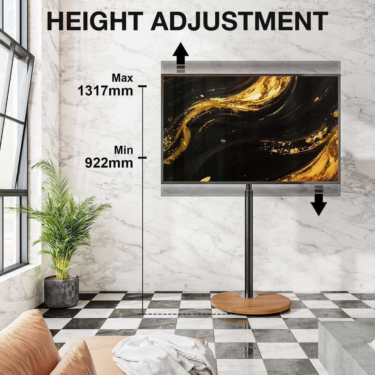 TTAP FSC-OAK TV Stand with Bracket for up to 65" TVs - Oak & Black