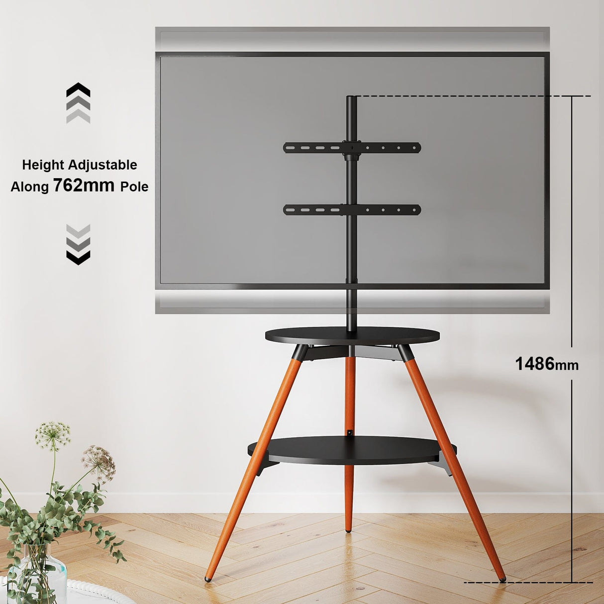 TTAP Ravello 65" TV Stand with Bracket - Walnut & Black