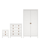 Furniture To Go Barcelona Package - Bedside Table 2 Drawers + Chest 5 Drawers + Wardrobe with 2 Doors in White