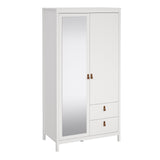Furniture To Go Barcelona Wardrobe with 1 Door 1 Mirror Door 2 Drawers in White