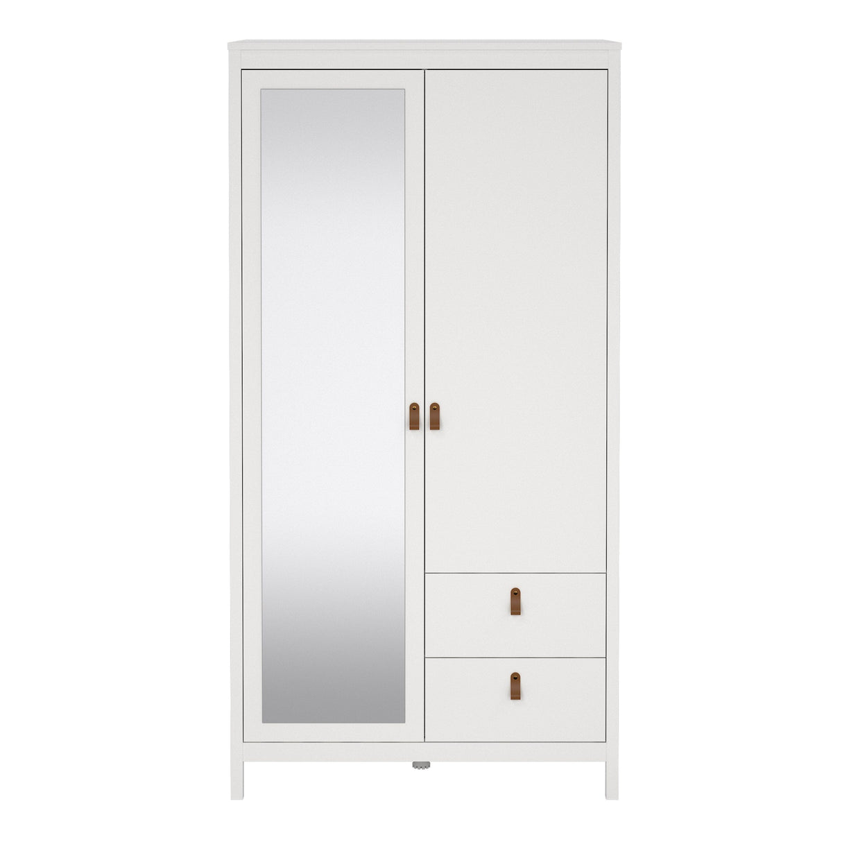 Furniture To Go Barcelona Wardrobe with 1 Door 1 Mirror Door 2 Drawers in White