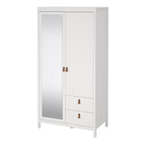 Furniture To Go Barcelona Wardrobe with 1 Door 1 Mirror Door 2 Drawers in White