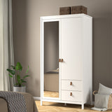 Furniture To Go Barcelona Wardrobe with 1 Door 1 Mirror Door 2 Drawers in White