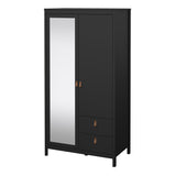 Furniture To Go Barcelona Wardrobe with 1 Door 1 Mirror Door 2 Drawers in Matt Black