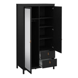 Furniture To Go Barcelona Wardrobe with 1 Door 1 Mirror Door 2 Drawers in Matt Black