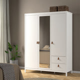 Furniture To Go Barcelona Wardrobe with 2 Doors 1 Mirror Door 2 Drawers in White