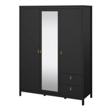 Furniture To Go Barcelona Wardrobe with 2 Doors 1 Mirror Door 2 Drawers in Matt Black