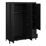 Furniture To Go Barcelona Wardrobe with 2 Doors 1 Mirror Door 2 Drawers in Matt Black