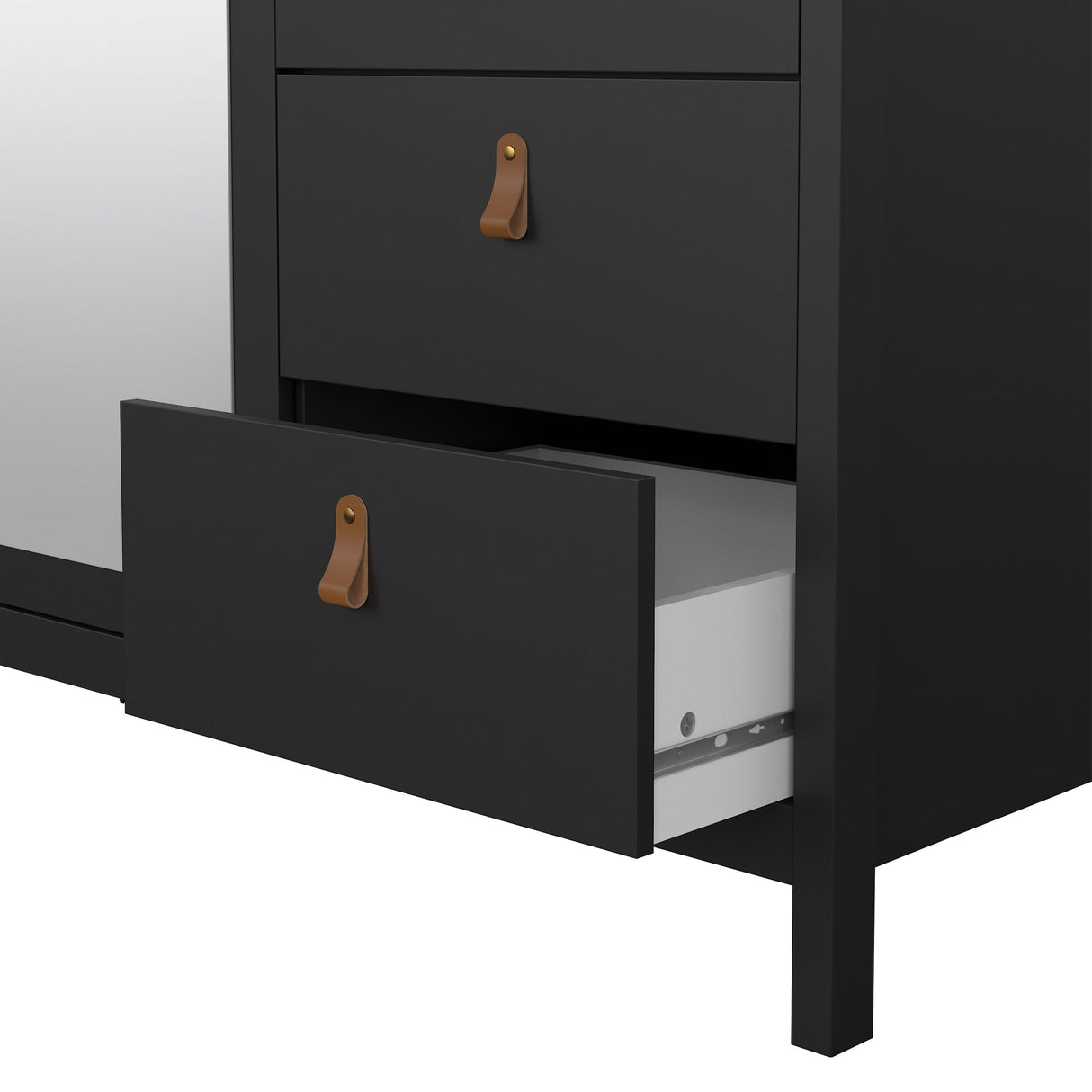 Furniture To Go Barcelona Wardrobe with 2 Doors 1 Mirror Door 2 Drawers in Matt Black