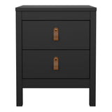 Furniture To Go Barcelona Bedside Table 2 Drawers in Matt Black