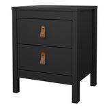 Furniture To Go Barcelona Bedside Table 2 Drawers in Matt Black