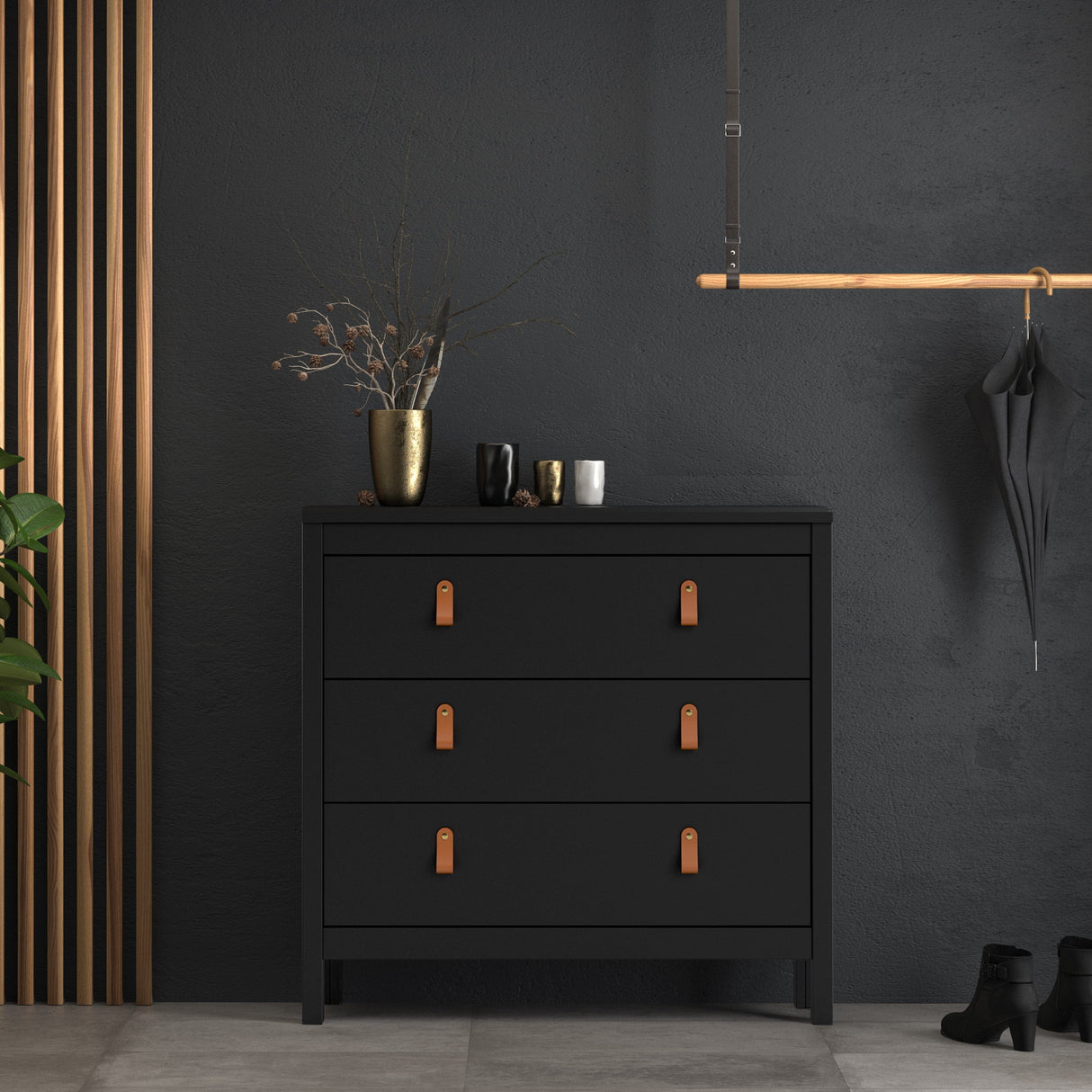 Furniture To Go Barcelona Chest 3 Drawers in Matt Black