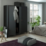 Furniture To Go Barcelona Wardrobe with 3 Doors in Matt Black