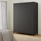 Furniture To Go Barcelona Wardrobe with 3 Doors in Matt Black
