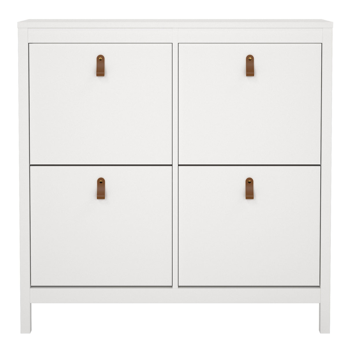 Furniture To Go Barcelona Shoe Cabinet 4 Flip Down Doors in White