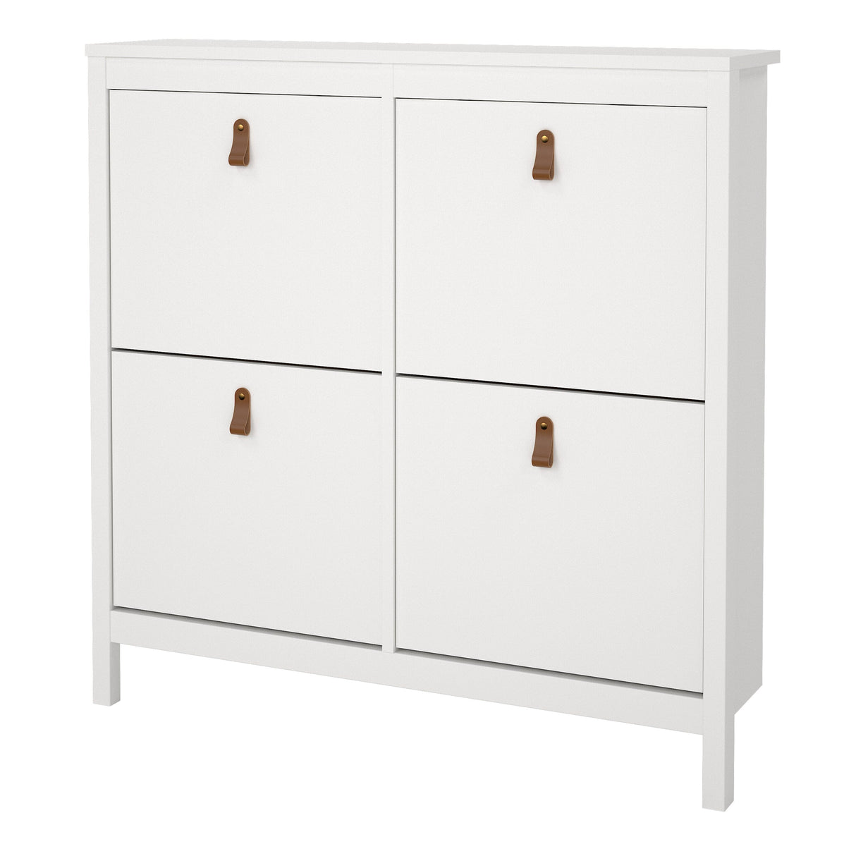 Furniture To Go Barcelona Shoe Cabinet 4 Flip Down Doors in White