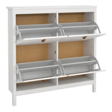 Furniture To Go Barcelona Shoe Cabinet 4 Flip Down Doors in White