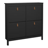 Furniture To Go Barcelona Shoe Cabinet 4 Flip Down Doors in Matt Black