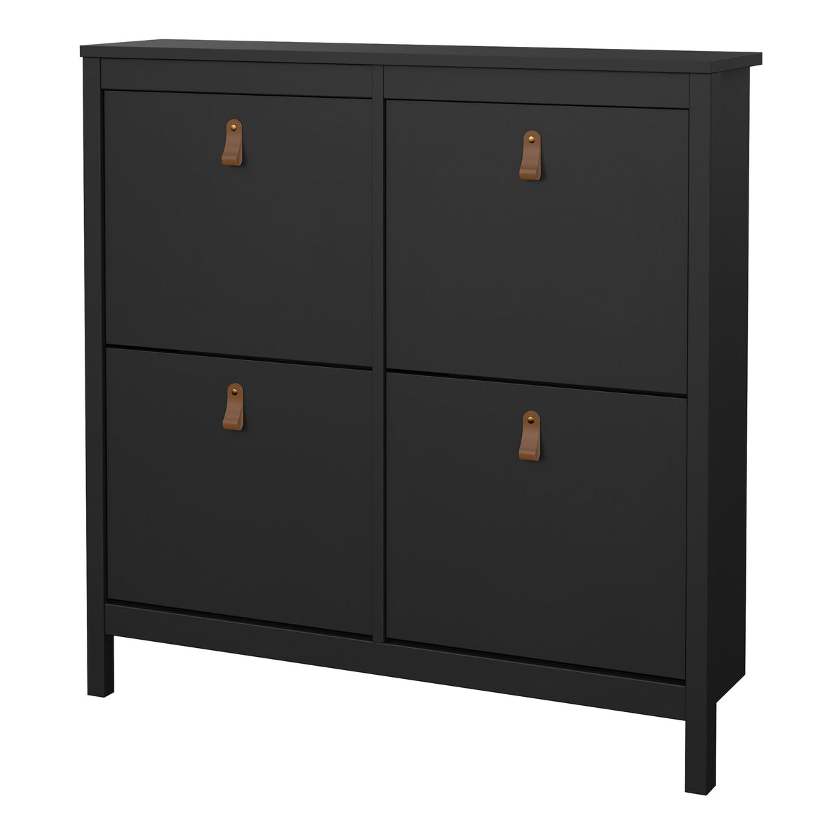 Furniture To Go Barcelona Shoe Cabinet 4 Flip Down Doors in Matt Black