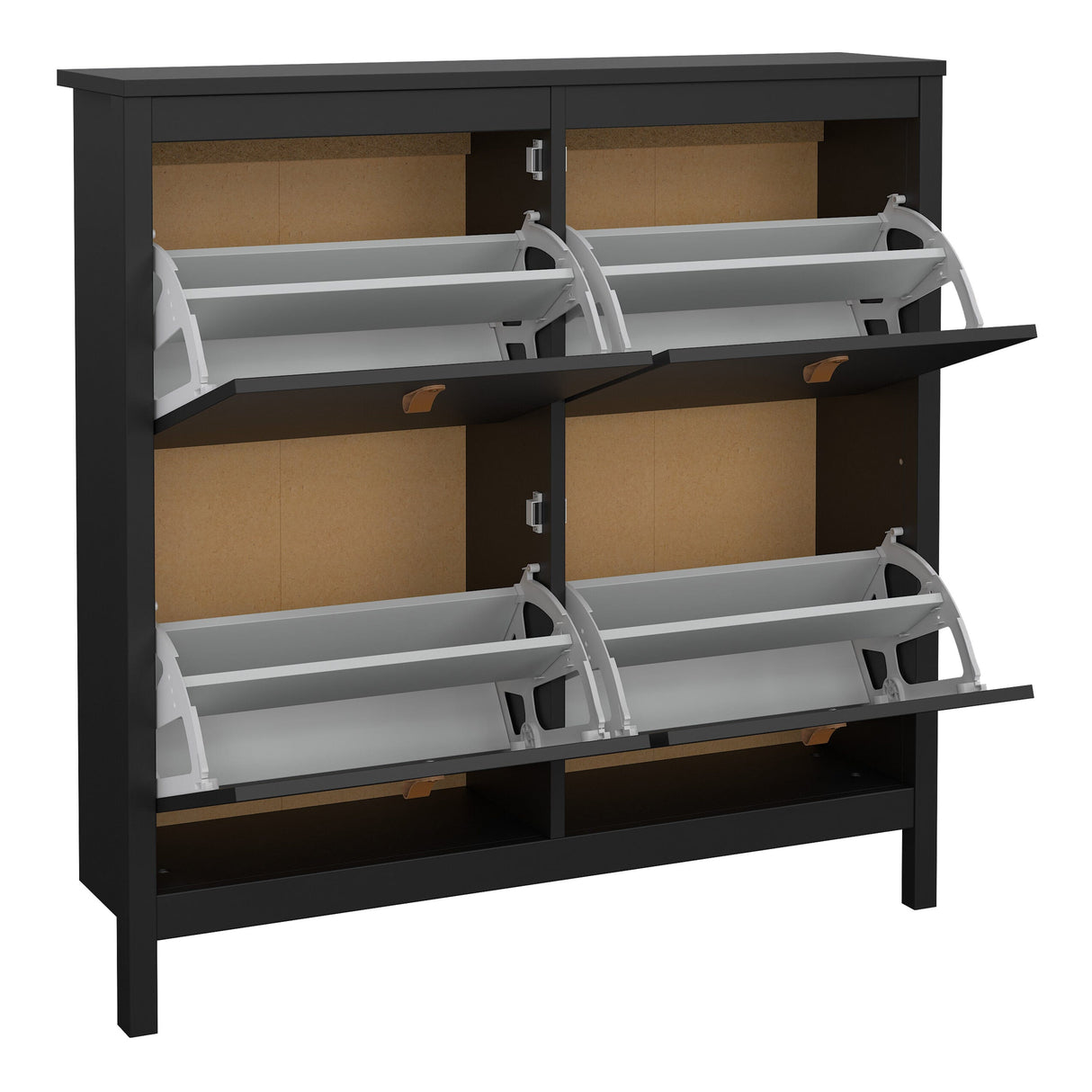 Furniture To Go Barcelona Shoe Cabinet 4 Flip Down Doors in Matt Black