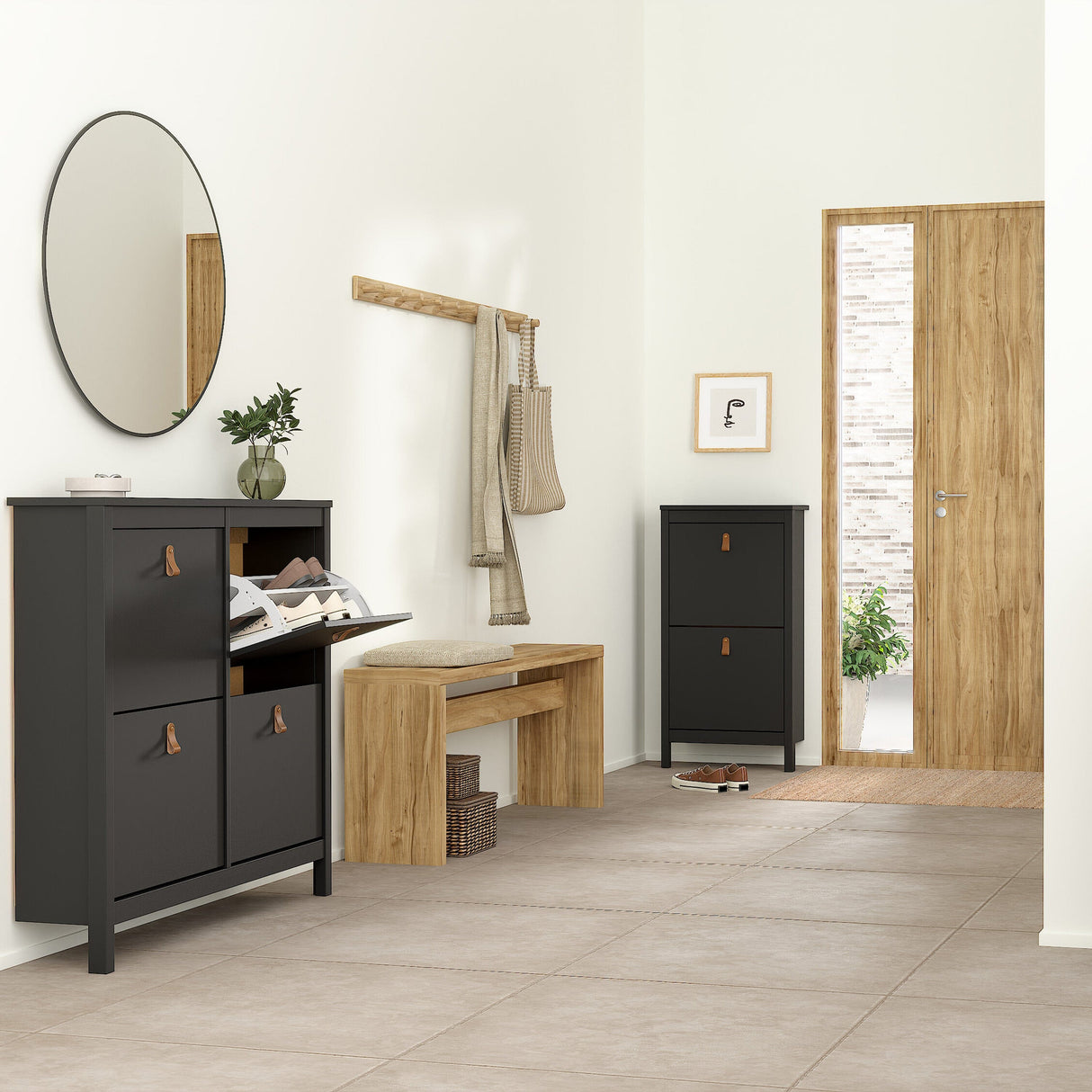 Furniture To Go Barcelona Shoe Cabinet 4 Flip Down Doors in Matt Black