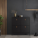 Furniture To Go Barcelona Shoe Cabinet 4 Flip Down Doors in Matt Black