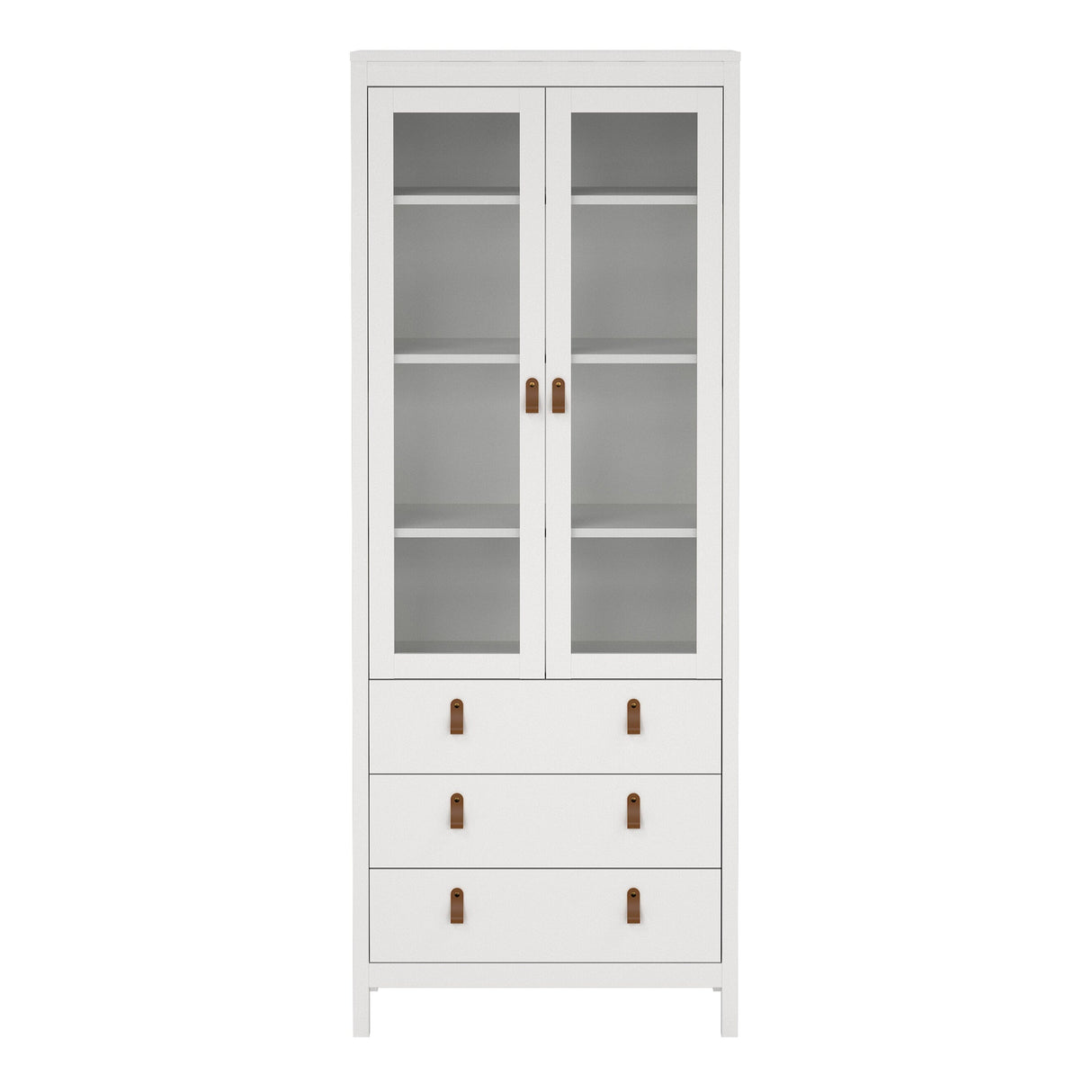 Furniture To Go Barcelona China Cabinet 2 Glass Doors with 3 Drawers in White