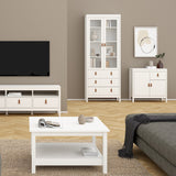 Furniture To Go Barcelona China Cabinet 2 Glass Doors with 3 Drawers in White