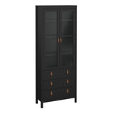 Furniture To Go Barcelona China Cabinet 2 Glass Doors with 3 Drawers in Matt Black