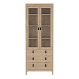 Furniture To Go Barcelona China Cabinet 2 Doors with Glass + 3 Drawers in Jackson Hickory Oak